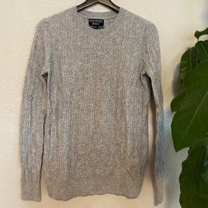 Marled Grey Cable Knit Crew Neck Sweater